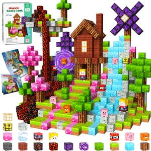 OUGUI 150 PCS Magnetic Blocks Building Block Kids - Magnet Cubes Boy Girl Constructions Toys STEM Montessori Educational Stacking Sensory Toy for Ages 3 4 5 6 7 8 9 10 11 12 Christmas Birthday Gift