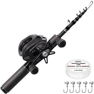 Kilitn Fishing Rod and Reel Combo, Graphite Telescopic Baitcaster Rod, Baitcast Reel Baitcasting Combo, with Lightweight Handle for Freshwater or Saltwater Fishing