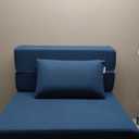 Suyols Folding Sofa Bed with Pillow- Convertible Chair Floor Couch & Sleeping Mattress, Foldable Memory Foam Sleeper for Living Room/Dorm/Loft, Single26 Width, Indigo
