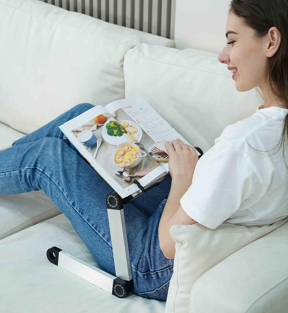 MNKXL Extra Large Book Stand Adjustable for Bed Sofa, Multifunctional Laptop Holder with Page Clips, Ergonomic Multi Heights Angles, Cooking Stands Heavy Textbook Portable, Black, 19.5 x 10 inches (19.5x10inches)