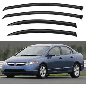 Window Visors Rain Guards for 2006 2007 2008 2009 2010 2011 Honda Civic, Out-Channel Window Vent Wind Deflectors Visors Shades for 06 07 08 09 10 11 Civic Sedan