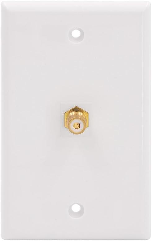 VCE RCA Wall Plate(UL Listed), 1-Port Keystone Wall Plate with Female to Female RCA Keystone Jack Insert for Subwoofer Audio Port, White