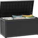PATIOEASY Outdoor Storage Box 325GAL Waterproof Resin Deck Box,Pool Accessories Supplies，UV-Resistant Lockable Package Delivery Bin for Garden Tools,Large Patio Outside Cushions,Chest,Furniture,Black