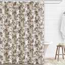 WOUVMA Extra Long Brown Shower Curtain Floral Cotton Linen Cottagecore Shower Curtain for Bathroom 84" L x 72" W