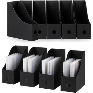 Geyee 12 Pack Magazine File Holder Plastic Desk Organizer Magazine Holder Storage Heavy Duty File Boxes for Home Storage and Office Organization (Black)