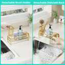 HapiRm Sponge Holder for Kitchen Sink - Self-draining Sink Caddy with Brush Holder and Dishcloth Holder, Stainless Steel Kitchen Organizer for Countertop - Gold