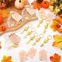 12 Sets Thanksgiving Party Favors Friendsgiving Gifts Pumpkin Beer Bottle Opener Keychains Cards Ropes and Organza Bags for Home Decor Thanksgiving Party Supplies for Guest