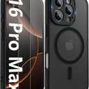 Innaght Magnetic for iPhone 16 Pro Max Case[Compatible with MagSafe][Camera Protection][2+Full Coverage Tempered Glass Screen Protector][Translucent Matte] Drop Protection Phone Case,6.9",Black