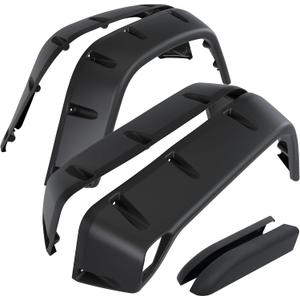 ALMULOO Fender Flares Compatible with 1997-2006 Jeep Wrangler TJ 2004-2006 Wrangler LJ, Smooth Pocket-Riveted Extended Style Wheel Protector Textured Black