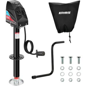 Kohree Electric Trailer Jack 6000 lbs with 7-Way Connector, Heavy Duty RV Electric Tongue Jack for Travel Trailer A-Frame Camper, with Manual Crank Handle & Weatherproof Jack Cover, 22" Lift, 12V DC