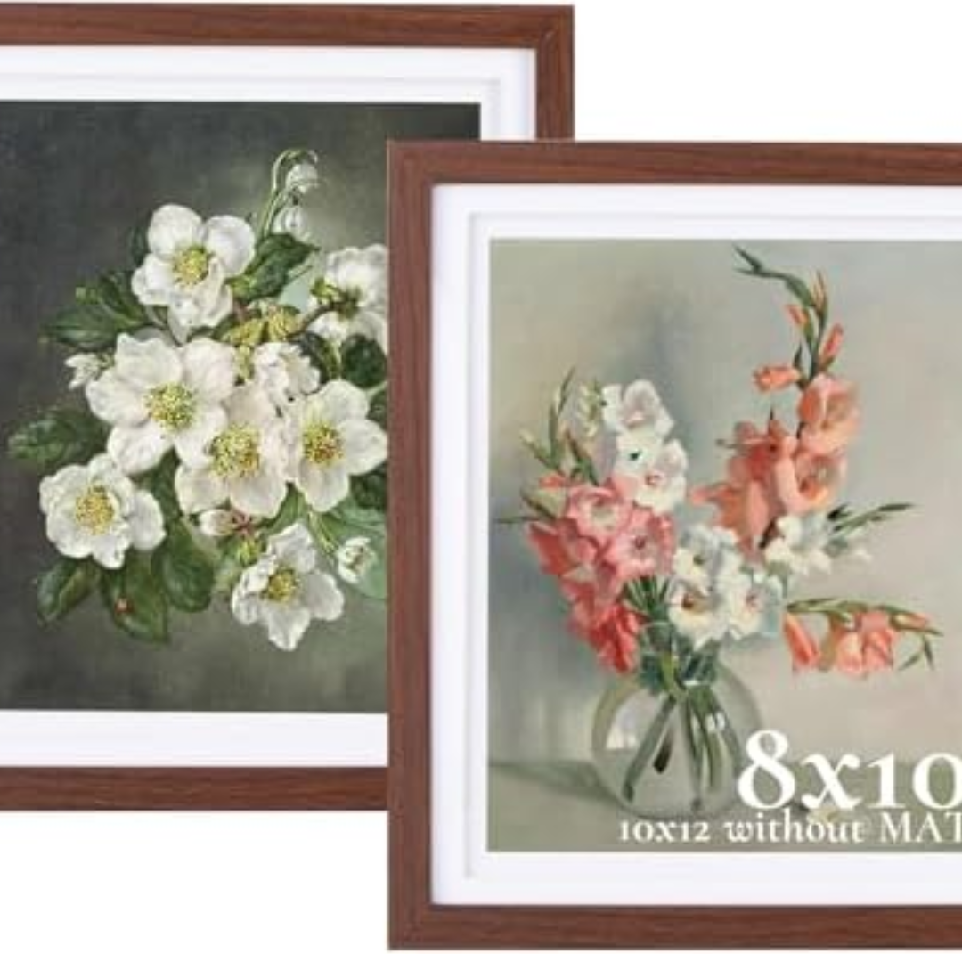 Inweder 8x10 Picture Frame for Wall: Double Floating Mat  Rustic Brown Picture Frames for Tabletop, 8 x 10 Photo Frames Horizontal or Vertical, Pack of 2