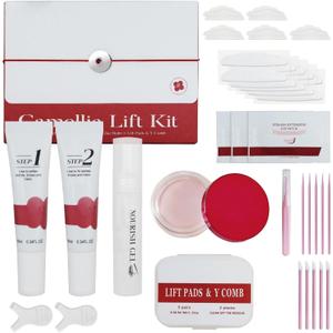 Upgraded Lash Lift Kit Professional - Eyebrow Lamination & Eyelash Perm Kit with High Adhesion Glue and Long-Lasting Curling Set, Gentle Formula for Sensitive Eyes (Rose Red)
