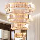 4 Rings LED Chandelier for Dining Room, Modern Crystal Chandelier Pendant Light High Ceiling Chandeliers for Bedroom Living Room Dining Room Warm White, 7.9"-11.8"-15.7"-19.7"