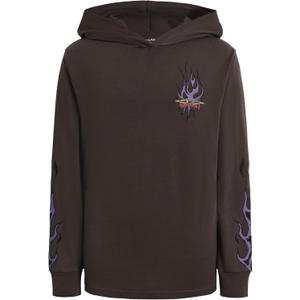 Billabong Boys Long Sleeve Hooded Logo T-Shirt (8, Raven Flames)