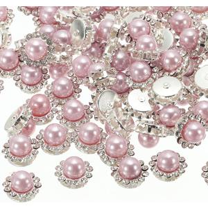 4 x PATIKIL 12 mm Flower Claw Sew on Pearls Rhinestones,100Pcs Crystals Gold Shiny Flatback Base Pearls Rhinestones for DIY Crafts Shoes Dress Clothes Earring Belt Sewing Decoration,Light Pink, Small
