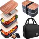 Bento Box Adult Lunch Box with Leakproof 54OZ Black