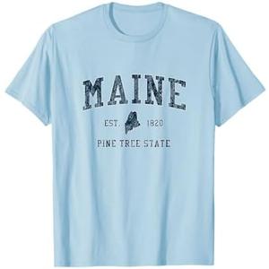 Retro Maine T Shirt Vintage State Sports Design Tee T-Shirt, M