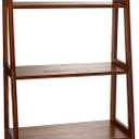 Casual Home 100% Solid Wood 5-Shelf Ladder Bookcase, 24.75"W x 16"D x 72"H, Warm Brown, 5-Tier Freestanding Ladder Shelf