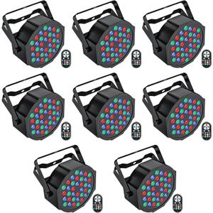 U`King LED Par Lights DJ Stage Light RGB 36 LED with Sound Activated Remote Control DJ Uplighting for Wedding Party Club Christmas Stage Lighting (8 Packs)