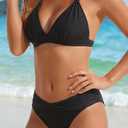 Yonique Women Two Piece Bathing Suits Push Up Bikini Set Halter Swimsuit Vintage Swimwear (Black, M)