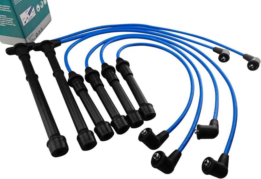 High Performance Spark Plug Wires Compatible with Frontier Pathfinder Xterra QX4 SOHC 3.3L V6 1996-2004 Blue VG33E Only not for VG33ER