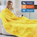 greenoak Heated Electric Blanket Throw, Faux Fur Sherpa Heating Blanket for Sofa Bed, Warm Winter Gifts for Women/Adults, Heater Lap Blankets 5-Position Timer &10 Heating Levels 50''*60" Lemon