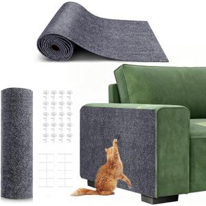 78.7"X15.8" Self-Adhesive Cat Scratching Mat - Durable Couch Protector from Cat Claws, DIY Furniture Protector from Cats Scratching, Sticky cat Scratch Wall mat- No Residue, Safe for Cats (Dark Grey)