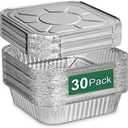 8x8 Aluminum Pans with Lids - 30 Pack Disposable Baking Square Aluminum Foil Pans with Covers - Tin Foil Pans for Air Fryer, Oven, Cooking
