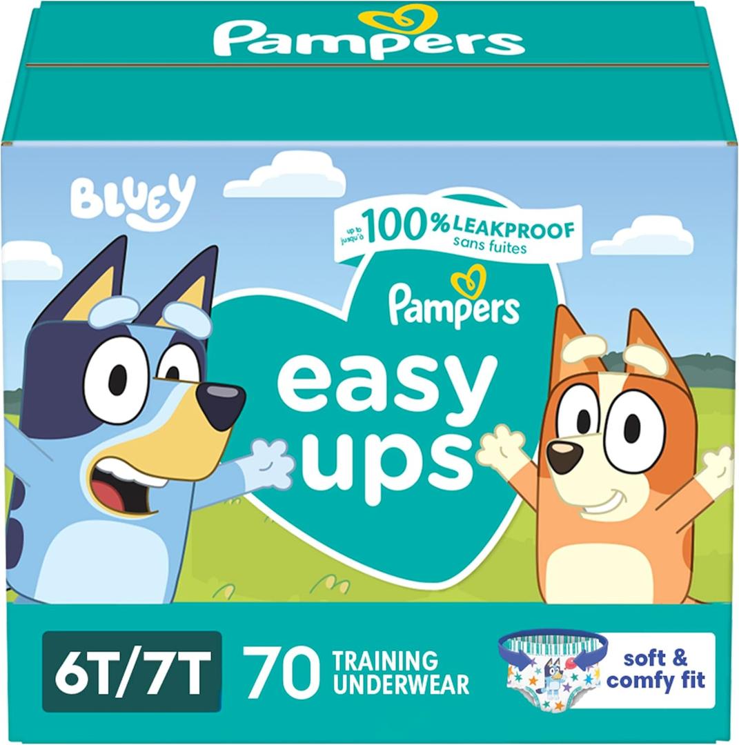 Pampers Training Pants - Easy Ups Boys & Girls Bluey - Size 6T-7T, 70 Count, Children's Potty Underwear