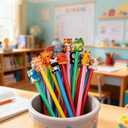 24Pcs Cute Safari Animals Cartoon Gel Black Ink Pens,Random Kawaii Writing Pens,Assorted Styles Pens for School Office Home Student Kids Present (48)