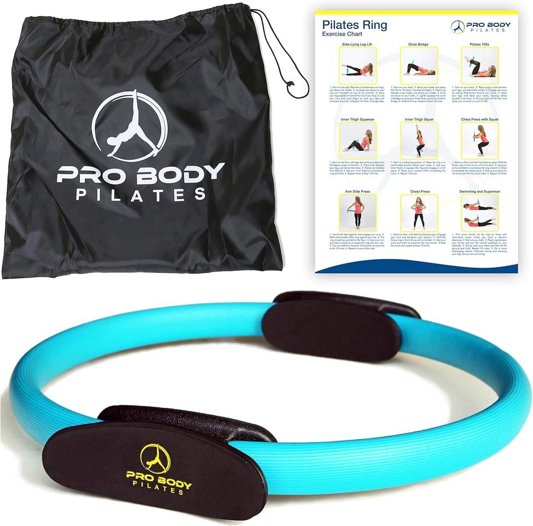 ProBody Pilates Fitness Ring  14 Inch Pilates Ring for Focusing on Toning Inner Thighs, Arms, and Core (Blue)