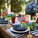 12 PCS Patriotic American Taper Candle Rings Wreaths 1.38" Mini 4th of July Floral Taper Candle Holder with Daisy Artificial Independence Day Table Centerpieces Wreath for Home Candlesticks Decor