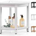 Waterproof Corner Shower Stool for Inside Shower, Poly Lumber Shower Bench Seat Chair, Bath Shower Stool for Shaving Legs Foot Rest with Storage Shelf, Adjustable & Non-Slip Feet, White