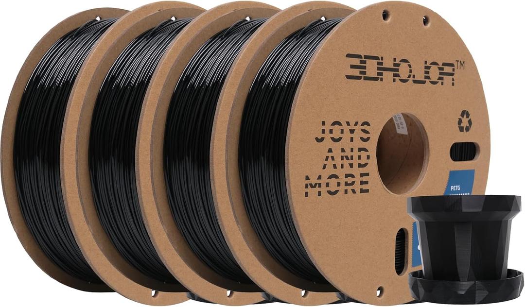 PETG Filament 1.75mm 3D Printing Filament 1kg*4 Bundle 3D Filament 1.75mm Dimensional Accuracy +/- 0.03mm Non Tangling Non Clogging,Print with Most 3D Printers-4Pack Black