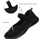 Women's Wide Toe Waterproof Chelsea Orthopedic Boots Ankle Slip on Booties Low Heel Comfortable Flat Lightweight Walking Boots (8.5 Wide, Black Mary Jane Flats)