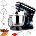 Electric Stand Mixer with 6.5 Quart Bowl, Household Food Mixer 10+p Speeds 660W, Kitchen Tilt-Head Bread Dough and Cake Mixers with Dough Hook, Whisk, Beater, Splash Guard and Egg Separator (Black)