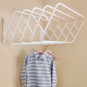 Steel Wall Mount Clothes Drying Rack, White Powder Coated, 9 Rods Expandable, for Laundry, Bathroom, Balcony,Indoor-Outdoor Use, 36 in wide