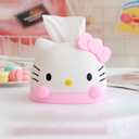 Prettyia Kawaii Pink Kitty Tissue Box for Living Room Bedroom Bathroom car Office,Tissue Dispenser Box, Table Decoration, 6.8 x 6.7 x 6.6