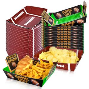 Gatherfun Football Party Supplies Kit for 36: Large Football Food Plates, Disposable Bowls,Food Trays - Ideal Football Party Decorations and Favors for Birthday and Tailgate Partie