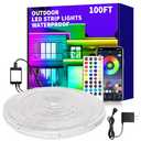 vimeepro Outdoor LED Strip Lights Waterproof,100ft Outdoor Lights with App/Remote Control, IP68 Waterproof, Music Sync led Lights for Bedroom,Patio, Eave, Halloween Decorations