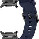 Luxury Rubber Watch band Fit for Samsung Galaxy Watch Ultra 47mm/2025 (Black blue)