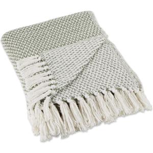 DII Woven Throw Collection 100% Cotton, Basketweave, 50x60, Artichoke Green