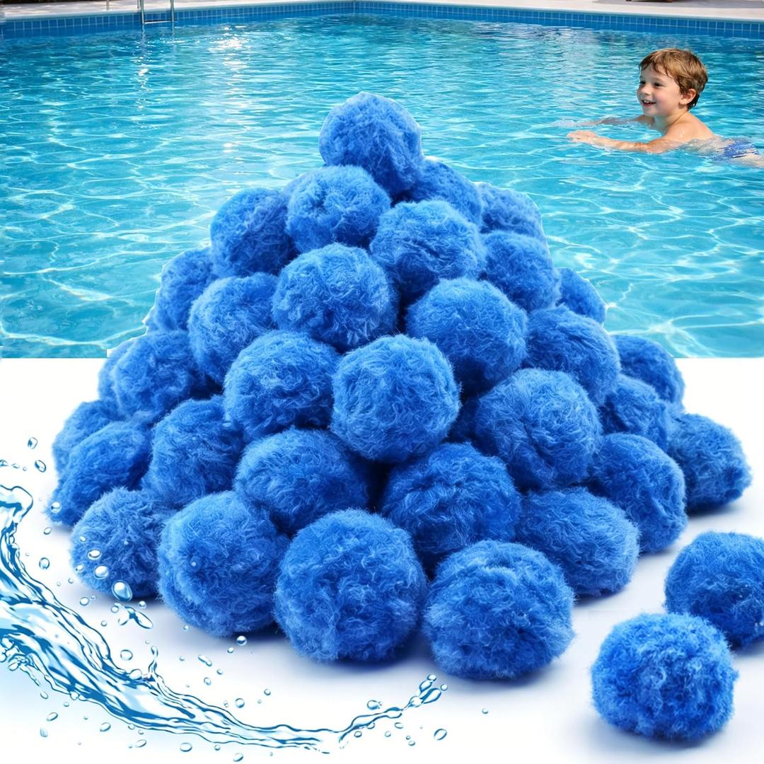 Pool Filter Balls for Sand Filter 4.5LB, Replace 150LB Sand, Reusable Pool Filter Media for Pool Pump, High Efficiency 3-5 Micron Filtration, Lightweight Filter Balls for Above Ground & Inground Pools