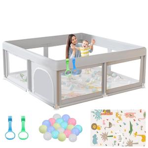 Hiaksedt Baby Playpen with Mat and Ocean Balls Small Playpen for Babies and Toddlers 50 x 50 inch Baby Fence Playards