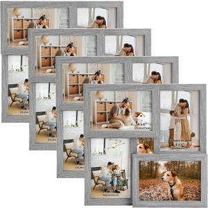 PETAFLOP 4x6 Picture Frames 4 Pack, Wall Photo Collage Set for Horizontal or Vertical Display, Grey