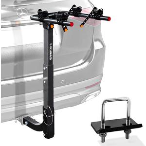 2 Bike Rack Bicycle Carrier Racks Hitch Mount Double Foldable Rack for Cars Truck SUV Fits 2" Hitch Receiver, Including Anti-Rattle Hitch Tightener