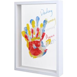 Family Handprint Frame Kit for 4 with 12 Paint Colors&12 Pens, Fun DIY Craft Art Print Handprint Keepsake, Family Gifts for Christmas Mother's Father's Day Birthday Anniversary, Grandparent (White)