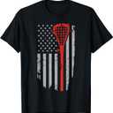 Vintage American Flag Lacrosse Youth Apparel, Boys Men USA T-Shirt (Blue, L)