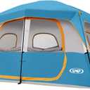 UNP 6-8 Person Tent, Portable Cabin Tent, Camping Tent 4-Person Easy Set Up, Waterproof with Top Rainfly for Outdoor Camping/Hiking (Ocean Blue)