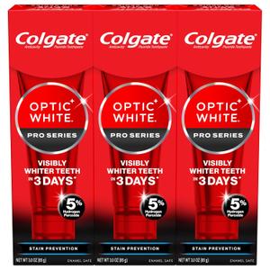 Colgate Optic White Pro Series Stain Prevention Hydrogen Peroxide Toothpaste, Teeth Whitening Toothpaste, Effectively Removes Tea, Coffee, and Wine Stains, Enamel-Safe for Daily Use, 2 Pack, 3.0 oz